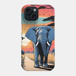 Sunet in African Jungle with Elephants Phone Case