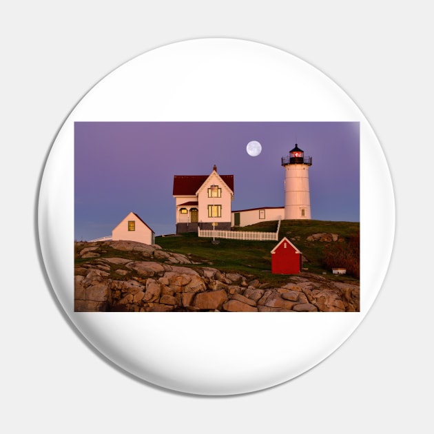 Nubble Lighthouse and Moon Pin by jforno