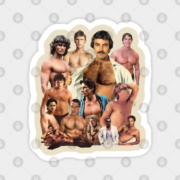 Vintage Hunks of the 80s Magnet by darklordpug