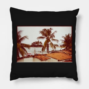 Moody Film Shot of Morro de São Paulo on Stormy Day (Brazil) Pillow