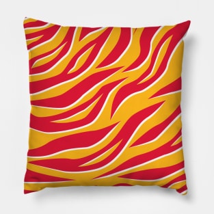 Red Orange and White Tiger Stripe Pattern Pillow