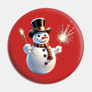 SNOWMAN AND SPARKLER Pin