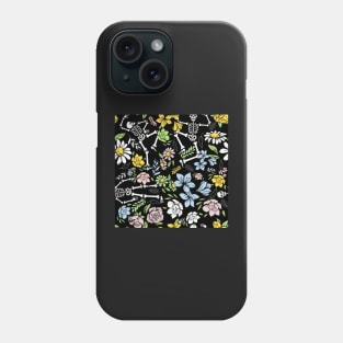 Dancing in flowers skeletons Phone Case