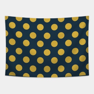 Polka Dots in Mustard Yellow and Navy Blue Tapestry