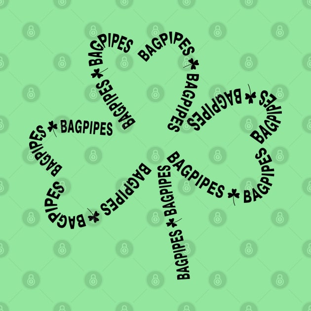 Bagpipes Text Shamrock by Barthol Graphics