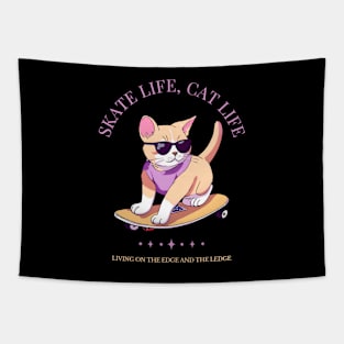 Skate Life, Cat Life - Funny Cat And Skate Design Tapestry