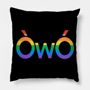 ÒwÓ rainbow gay angry owo pride emoticon Pillow