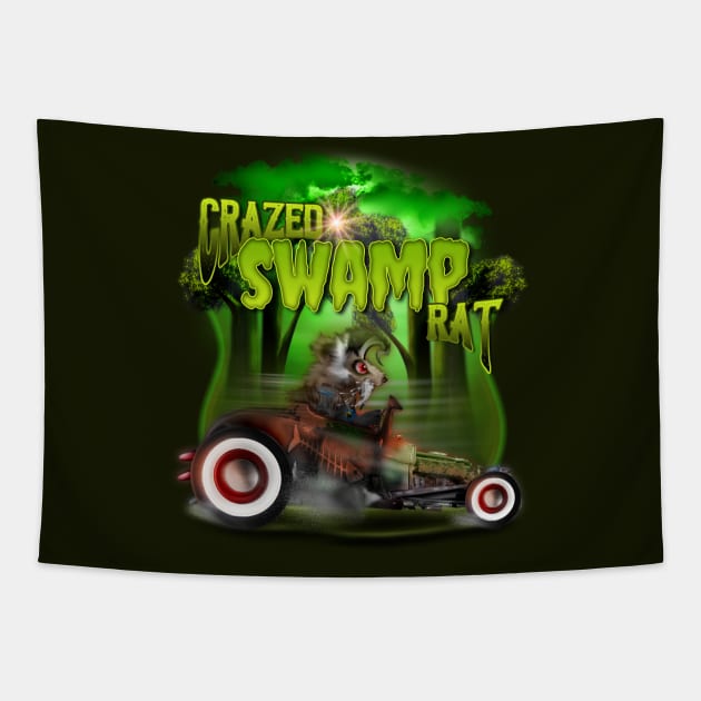 Ratfink Crazed Swamp Rat Tapestry by hardtbonez