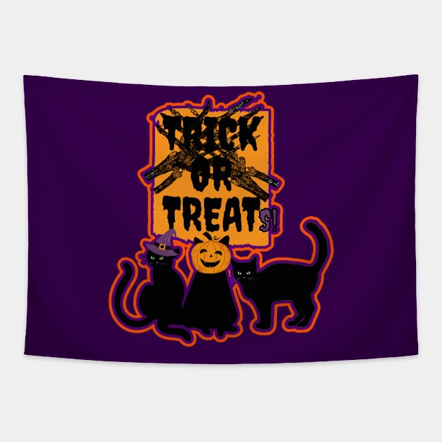 Trick or Treats Spooky Cats Tapestry by Designs_by_KC