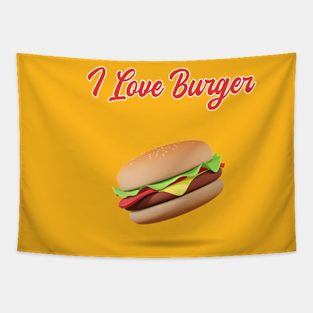 I Love Burger Tapestry by Restoe3D