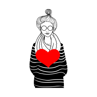 Stylish girl with scarf and big heart T-Shirt