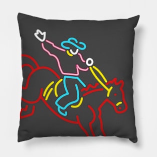 80's Gift 80s Retro Neon Sign Cowboy Pillow