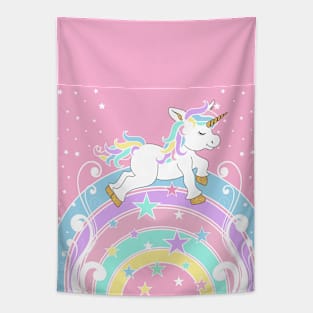 Starry Rainbow Unicorn Tapestry