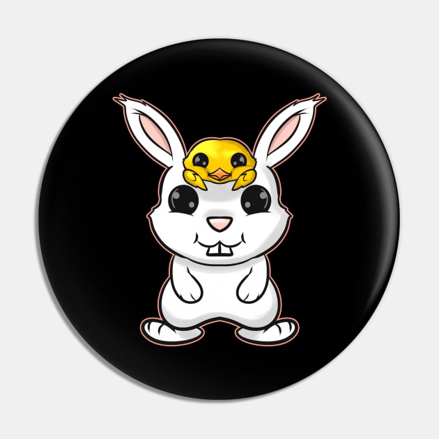 Easter Bunny With Cute Chick on Head On Easter Pin by SinBle