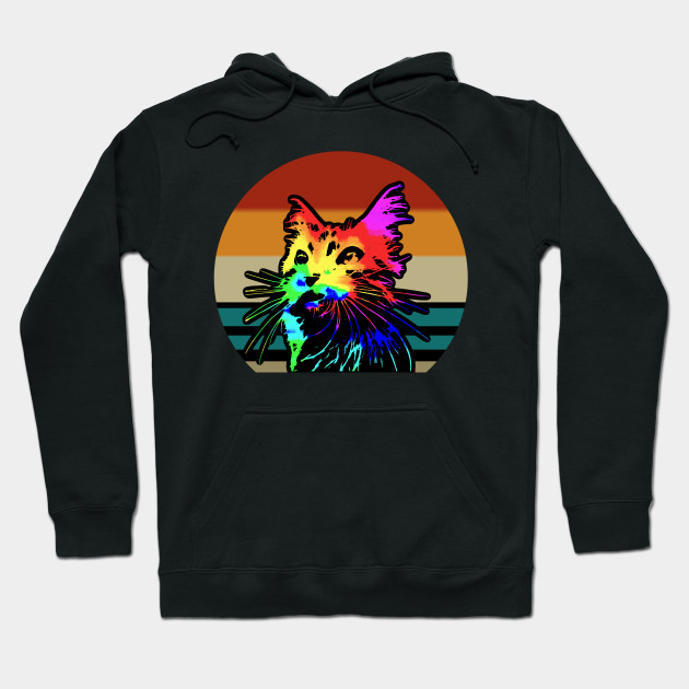 Vintage Tie Dye Cat Rainbow Hoodie Teepublic Au