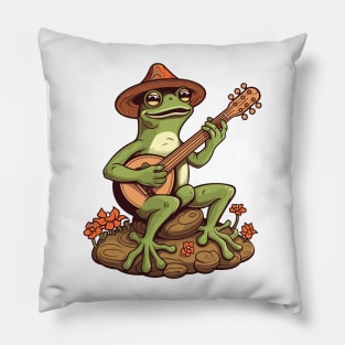 Frog playing banjo Pillow