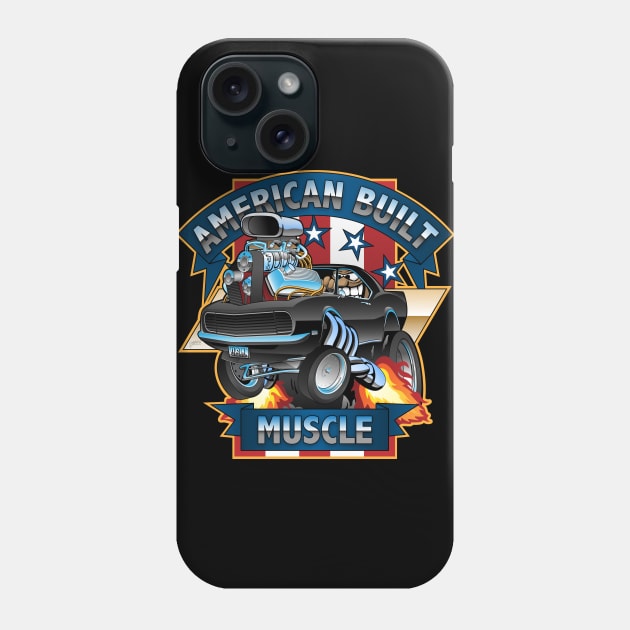 American Built Muscle - Classic Muscle Car Cartoon Illustration Phone Case by hobrath