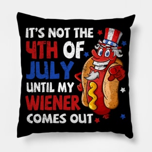 4th of July Funny Wiener Partying Grilling Fourth Humor Gift Hot Dog BBQ Pillow