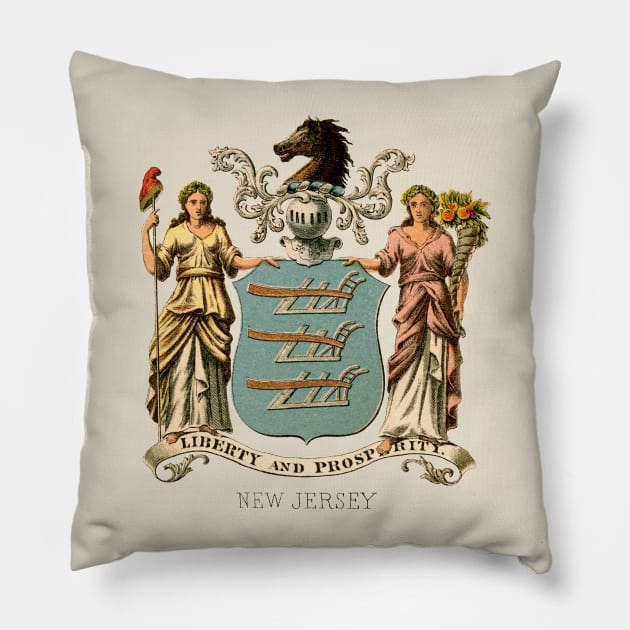 1876 New Jersey Coat of Arms Pillow by historicimage