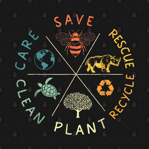 Save Bees Rescue Animals Recycle Plastic Earth Day 2024 Vintage by lunacreat