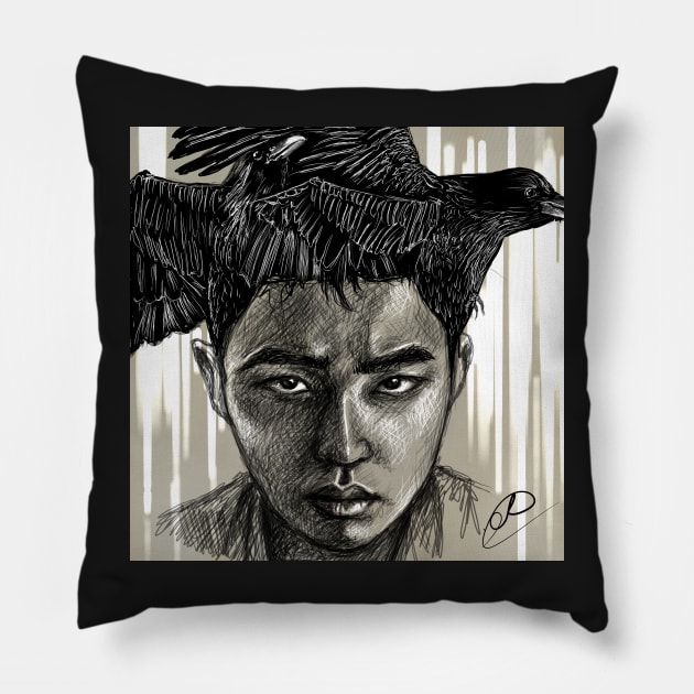 Kyungsoo (EXO) - Quoth the Raven Pillow by dangerbeforeyou