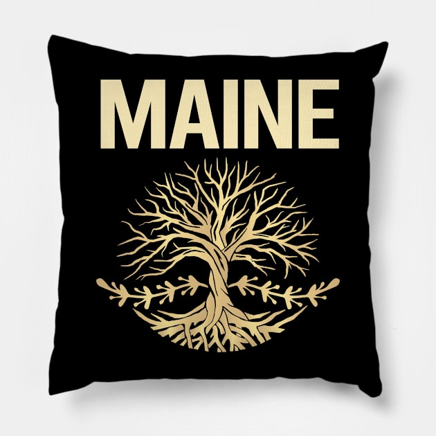 Nature Tree Of Life State Maine Pillow by flaskoverhand