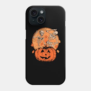 Vintage Pumpkin Skeletons Dancing Scene Phone Case