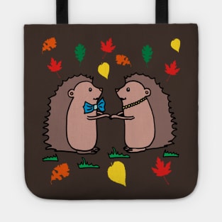 Hedgehogs holding hands Tote