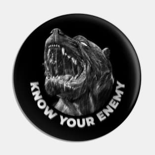 Pitbull dog with the quote "Know your enemy". Pin