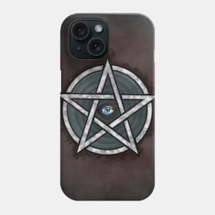 Eye in Pentagram for Protection - Red Background and Marble Pentacle Phone Case