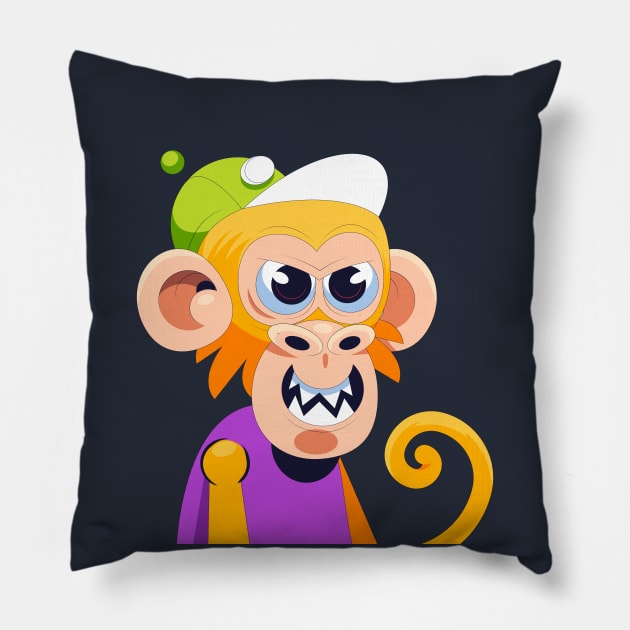 Monkey Green Hat Pillow by Mako Design 