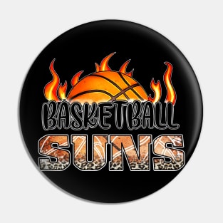 Classic Basketball Design Suns Personalized Proud Name Pin