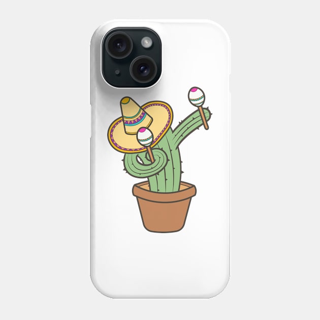 Dabbing Cactus Cartoon Playing Maraca Cinco de Mayo Phone Case by RayanPod