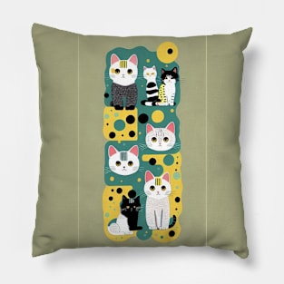 Polka Dot Paws: Whimsical Cat Design Pillow