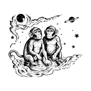 Two Monkeys Under the Galaxy T-Shirt