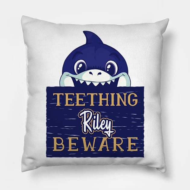 Riley - Funny Kids Shark - Personalized Gift Idea - Bambini Pillow by Bambini