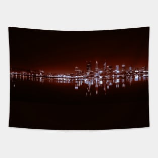 Panorama city in night with lights Tapestry