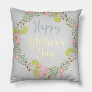 Happy Mother's Day 2021 - Cute Floral Greetings Card for Mother - Whimsical Art Pillow