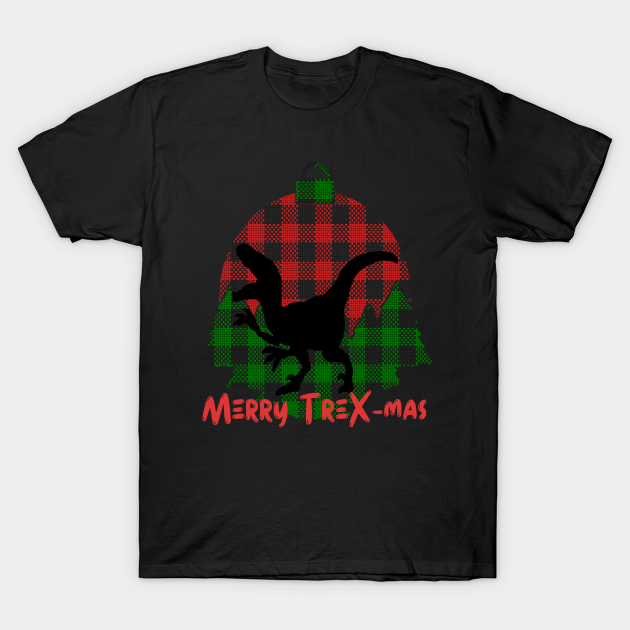 Discover Merry T-Rex-Mas - Dinosaur Funny Holiday with Plaid Tyrannosaurus Rex - Trex Christmas - T-Shirt