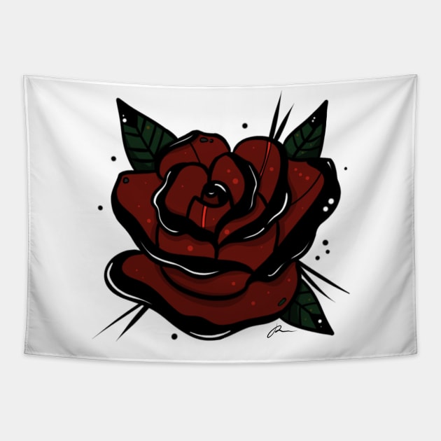 Red rose tattoo Tapestry by MoonstoneandMyth
