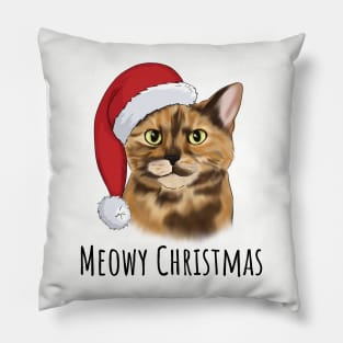 Tortie Santa Cat Pillow