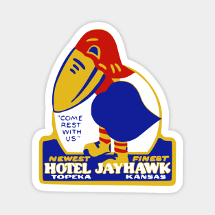 Hotel Jayhawk Topeka Kansas Vintage Travel Sticker Magnet