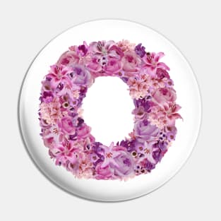 Pink Floral Letter O Pin