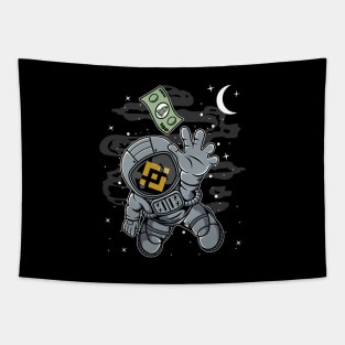 Astronaut Reaching Binance BNB Coin To The Moon Crypto Token Cryptocurrency Blockchain Wallet Birthday Gift For Men Women Kids Tapestry