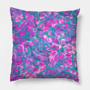 Circuits Abstract in Teal on Pink Pillow