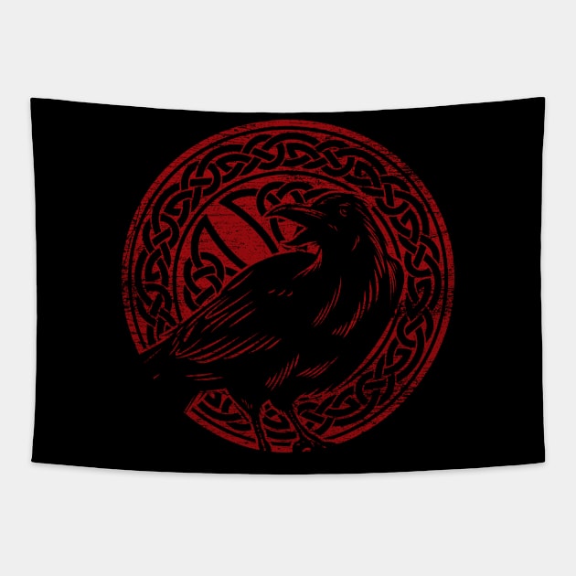 Viking Crow Grunge Tapestry by ShirtsShirtsndmoreShirts