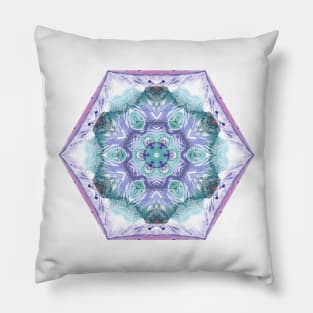 Purple and Green Watercolor Hexagon Pillow
