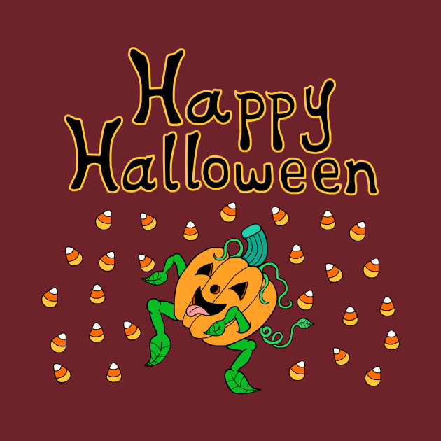 Halloween Pumpkin with Candy Corn Rain by Art by Deborah Camp