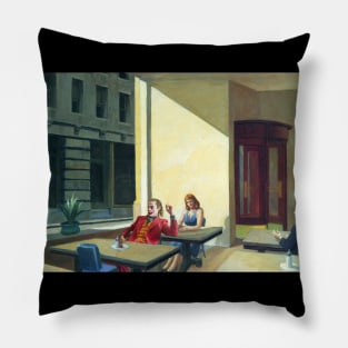 Edward Hopper Sunlight in a Cafeteria featuring Famous Villain Pillow