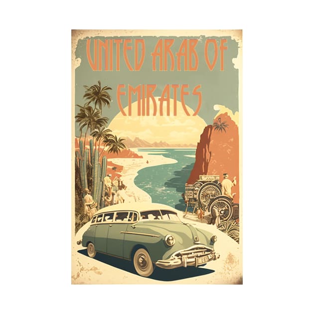 United Arab Of Emirates Vintage Travel Art Poster by OldTravelArt